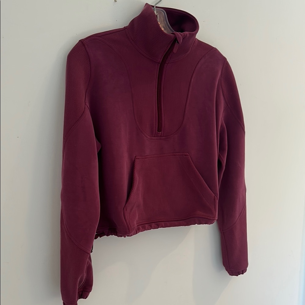 lululemon athletica Burgundy Half-Zip Cropped Sweatshirt